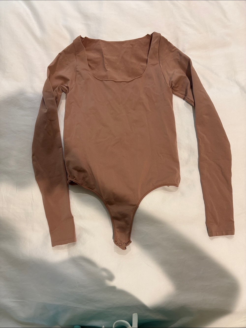SKIMS Long-Sleeve Scoop Neck Bodysuit - Brown
